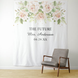 Tenture Roses blanches élégantes Mme Fête des mariées Cont