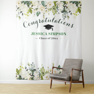 Tenture Roses blanches Verdure Florale Photo Grad Retour e