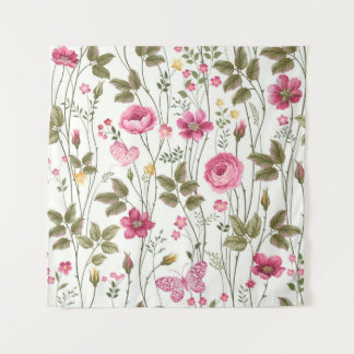 Tenture Roses et papillons : Floral Seamless
