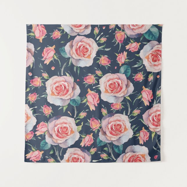 Tenture Roses et Rosebuds : Floral Seamless. (Devant)