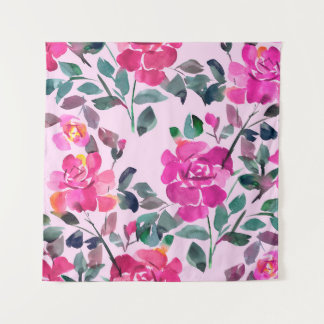 Tenture Roses opulents à l'aquarelle dessinée à la main. M