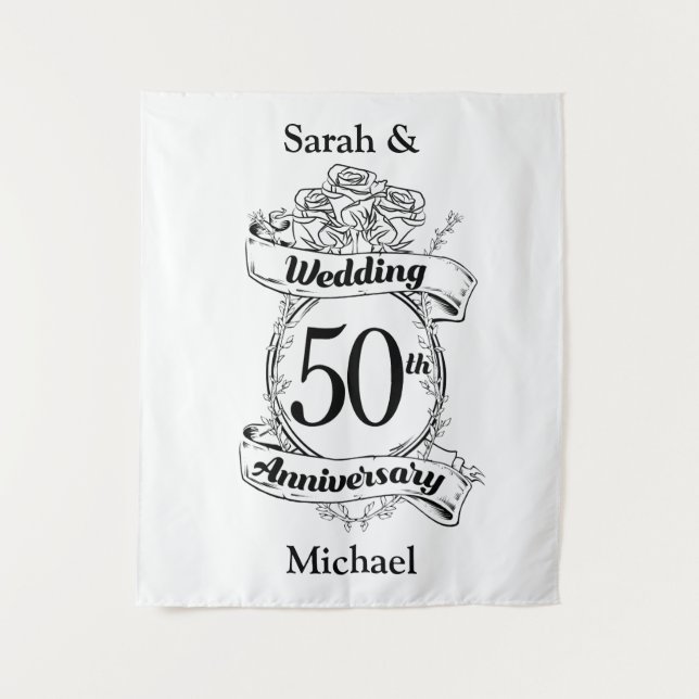Tenture Roses pour les 50 ans de mariage d'or (Devant)