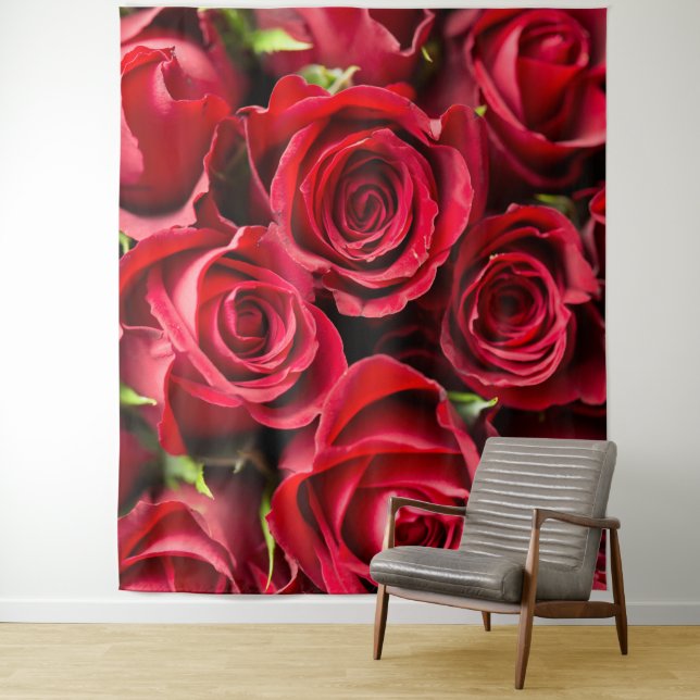 Tenture Roses rouges (En situation)