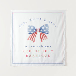 Tenture Rouge Blanc Bleu 4 juillet Barbecue Aquarelle Bow