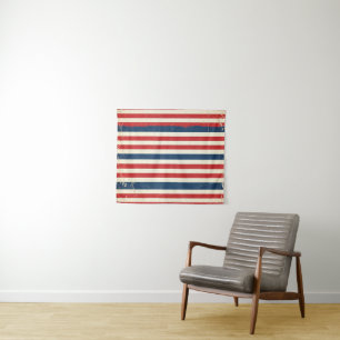 Tenture Rouge Blanc Bleu Rayures Patriotiques Vintage