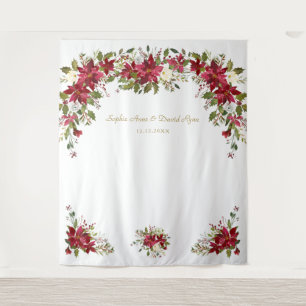 Tenture Rouge Blanc Poinsettia Mariage Photo Booth fond