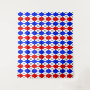 Tenture Rouge Bleu Blanc Jacquard Diamant Motif Design