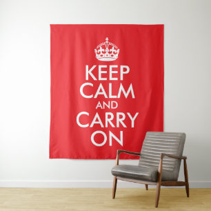 Tenture Rouge et blanc Gardez le calme et continuer