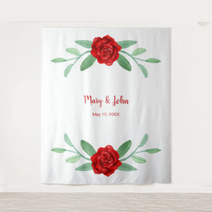 Tenture Rouge Floral Vert feuillage Mariage Fond photo
