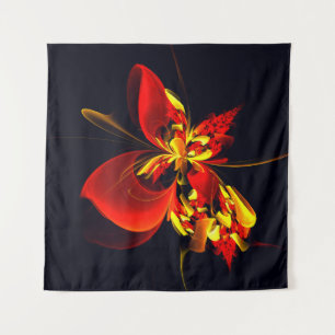 Tenture Rouge Jaune Floral Moderne Résumé Modèle Art #10