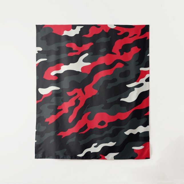 Tenture Rouge Noir Gris Blanc Camouflage Camo Motif (Devant)