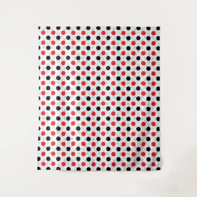 Tenture Rouge noir Pois Textile Motif Design (Devant)