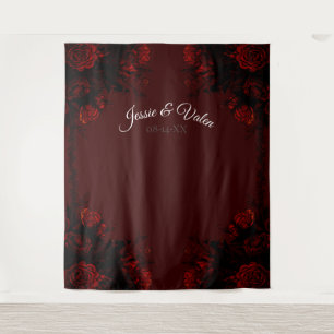 Tenture Rouge profond Floral Élégant Mariage gothique
