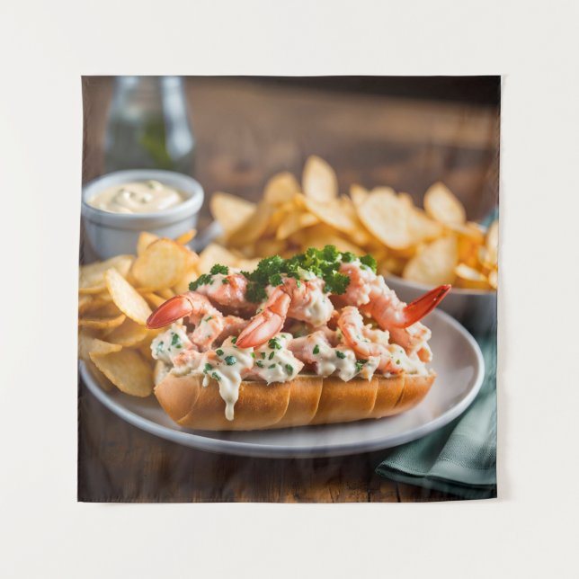 Tenture Rouleau de homard et frites (Devant)