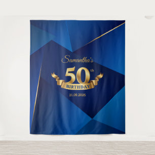 Tenture Royal bleu chic moderne 50e anniversaire fond