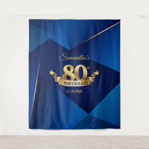 Tenture Royal bleu chic moderne 80e anniversaire toile de