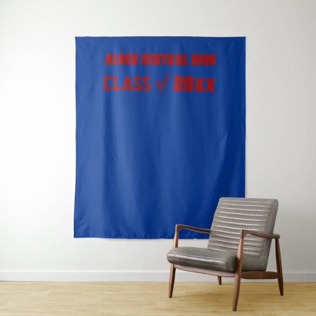 Tenture Royal Blue and Red School Colors Photo Backdrop (En situation)