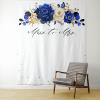 Royal Blue Gold Metallic Bridal douche manquez à m