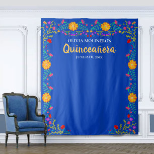 Tenture Royal Blue Quinceanera Photo Boot Arrière-plan
