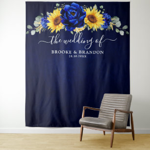 Tenture Royal Blue Rustic Sunflower Mariage moderne