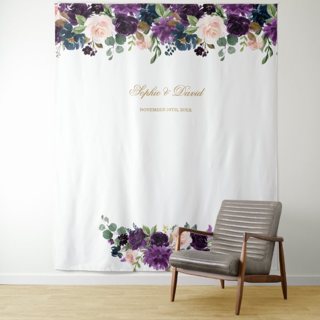 Tenture Royal Lavender bleu rose Floral Booth (En situation)