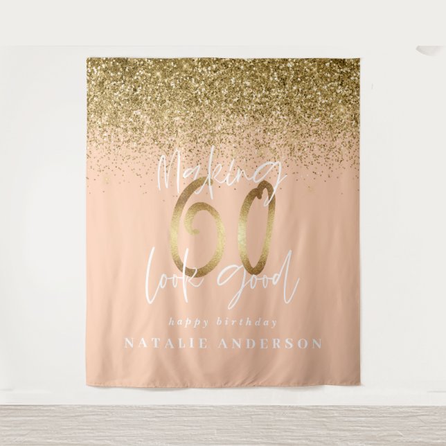 Tenture Ruban de décoration de fête d'anniversaire 60 ans  (Devant)