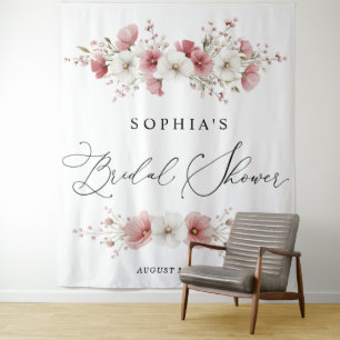 Tenture Rubans de Fête de Mariage Fleurs Sauvages Roses