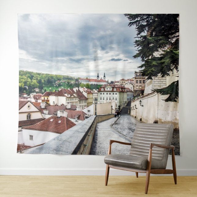 Tenture Rue du centre de Prague (En situation (horizontale))