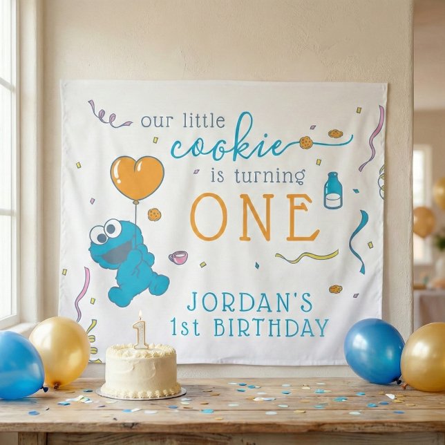 Tenture Rue Sésame | Cookie Monster 1er Anniversaire (Créateur téléchargé)