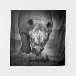 Tenture Running Rhinoceros : Wild Animal Portrait.