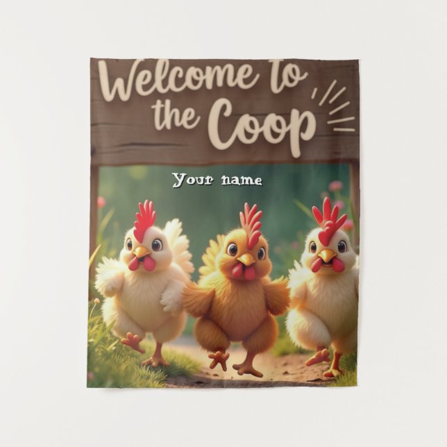 Tenture Rustic Farmhouse Wall Art - Bienvenue à Coop (Devant)