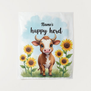 Tenture Rustic Farmhouse Wall Art - [Nom]’s Happy Herd