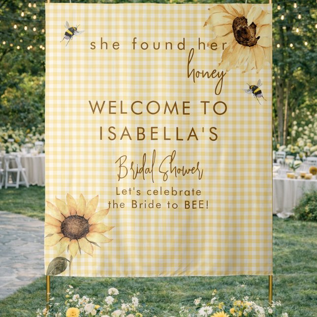 Tenture Rustic Honey Bee Bridal Shower Fabric Welcome Sign (Créateur téléchargé)