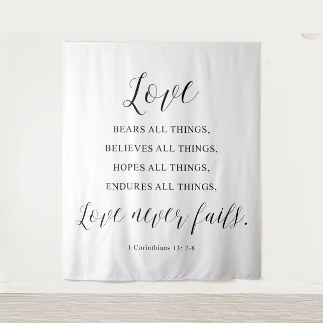 Tenture Rustic “Love Never Fails” Wedding  Backdrop (Devant)