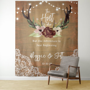 Tenture Rustique Bourgogne Floral Boho Hunt est sur Mariag