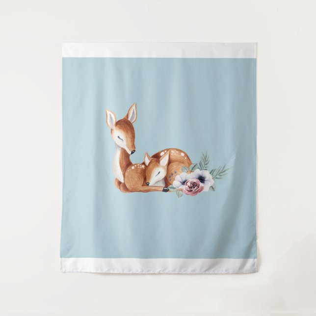 Tenture Rustique Vintage Cerf Floral Forestier (Devant)