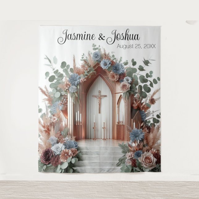 Tenture Sacred Bloom: A Moment of Grace Wedding Backdrop (Devant)