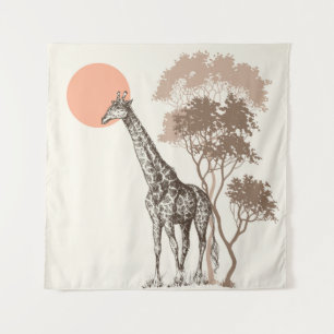 Tenture Safari Coucher de soleil Giraffe Paysage naturel