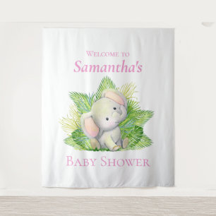 Tenture Safari Elephant Baby shower rose fond