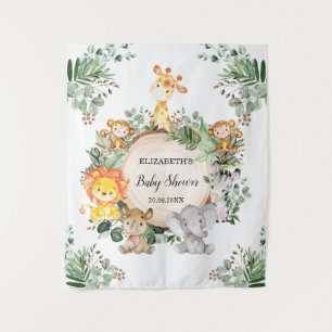 Tenture Safari Jungle Neutre Animaux Baby Shower Sauvageon