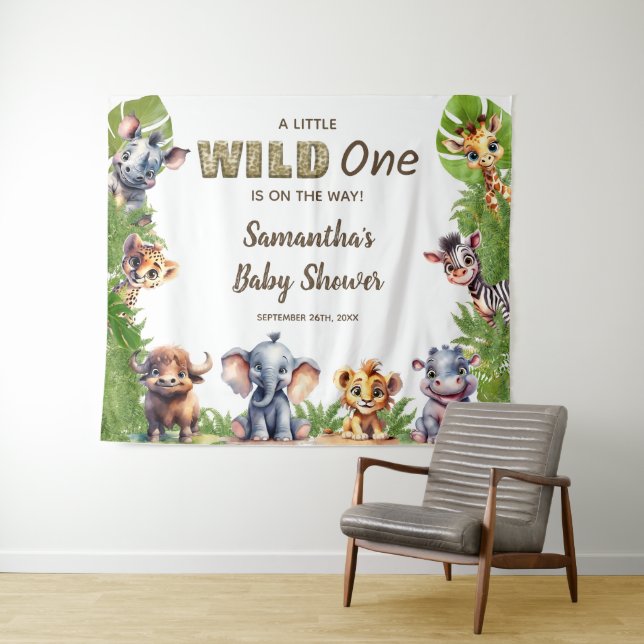 Tenture Safari Thème Baby shower Affiche de bienvenue (En situation (horizontale))
