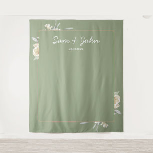 Tenture Sage Green Automne Mariage Photo Booth Arrière-pla