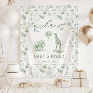 Tenture Sage Green Baby shower Bannière Safari Toile