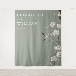Tenture Sage Green Chinoiserie Mariage Photo fond