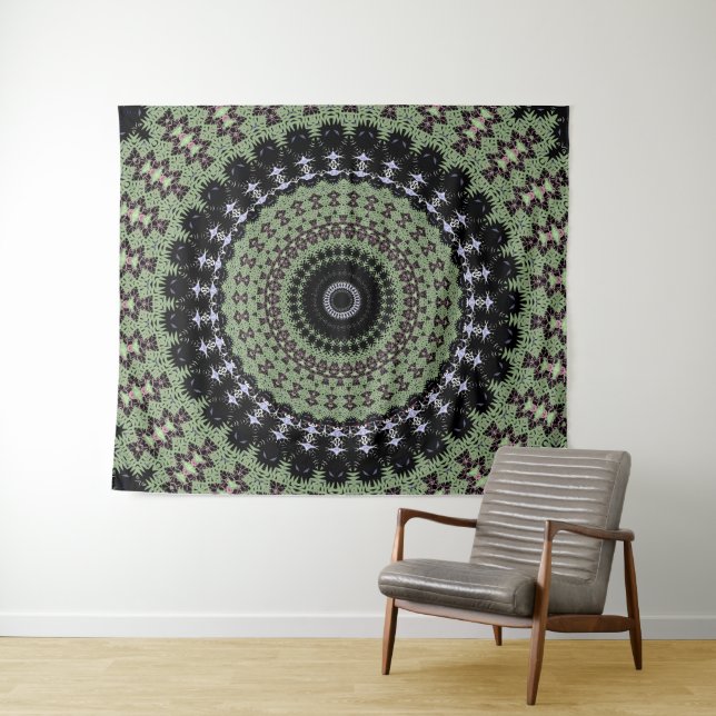 Tenture Sage Green Mandala (En situation (horizontale))