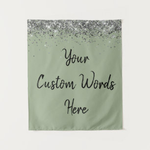 Tenture Sage Green Silver Anniversaire Fête Photo Booth Pr