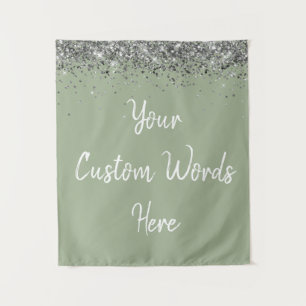 Tenture Sage Green Silver Anniversaire Fête Photo Booth Pr