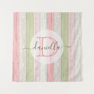 Tenture Sage rustique Vert & Rose Floral Bois Personnalisé