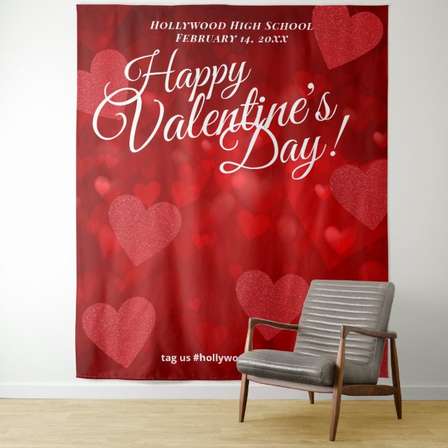 Tenture Saint-Valentin Cœurs Rouges | Fond pour photos et  (En situation)
