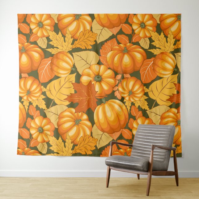 Tenture Saison d'automne Halloween Citrouille Motif (En situation (horizontale))